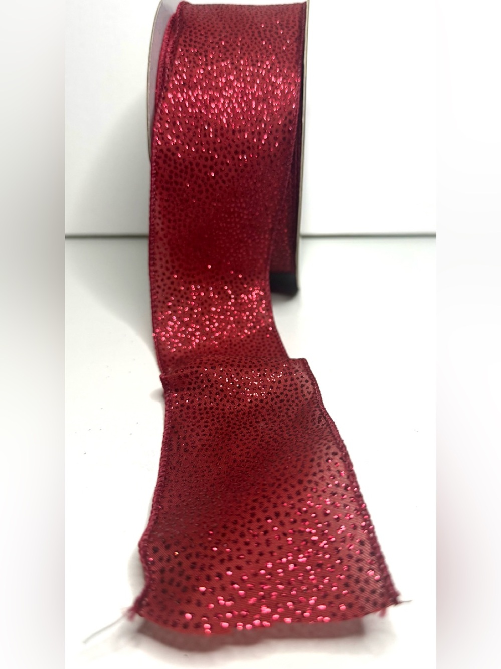 Red Glitter Holiday Garland Ribbon – Decorative Festive Trim